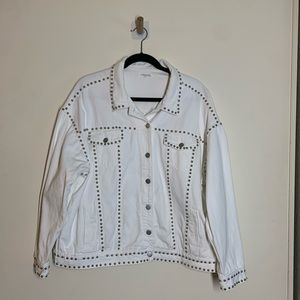 12th Tribe Western Kamie White Studded Denim Jacket